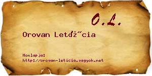 Orovan Letícia névjegykártya